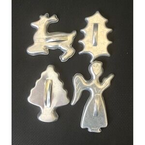 Vintage Aluminum W Handles Cookie Cutters Christmas Shape Lot of 4